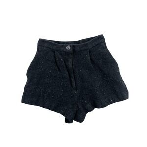 Sandro Paris Women's 34 Wool Blend Sparkle Shorts Gray Black High Waist Designer